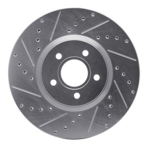 Ford Focus Brake Rotor (1) - Front Left - R1 Concepts - Drilled & Slotted - Silver - `04-`19
